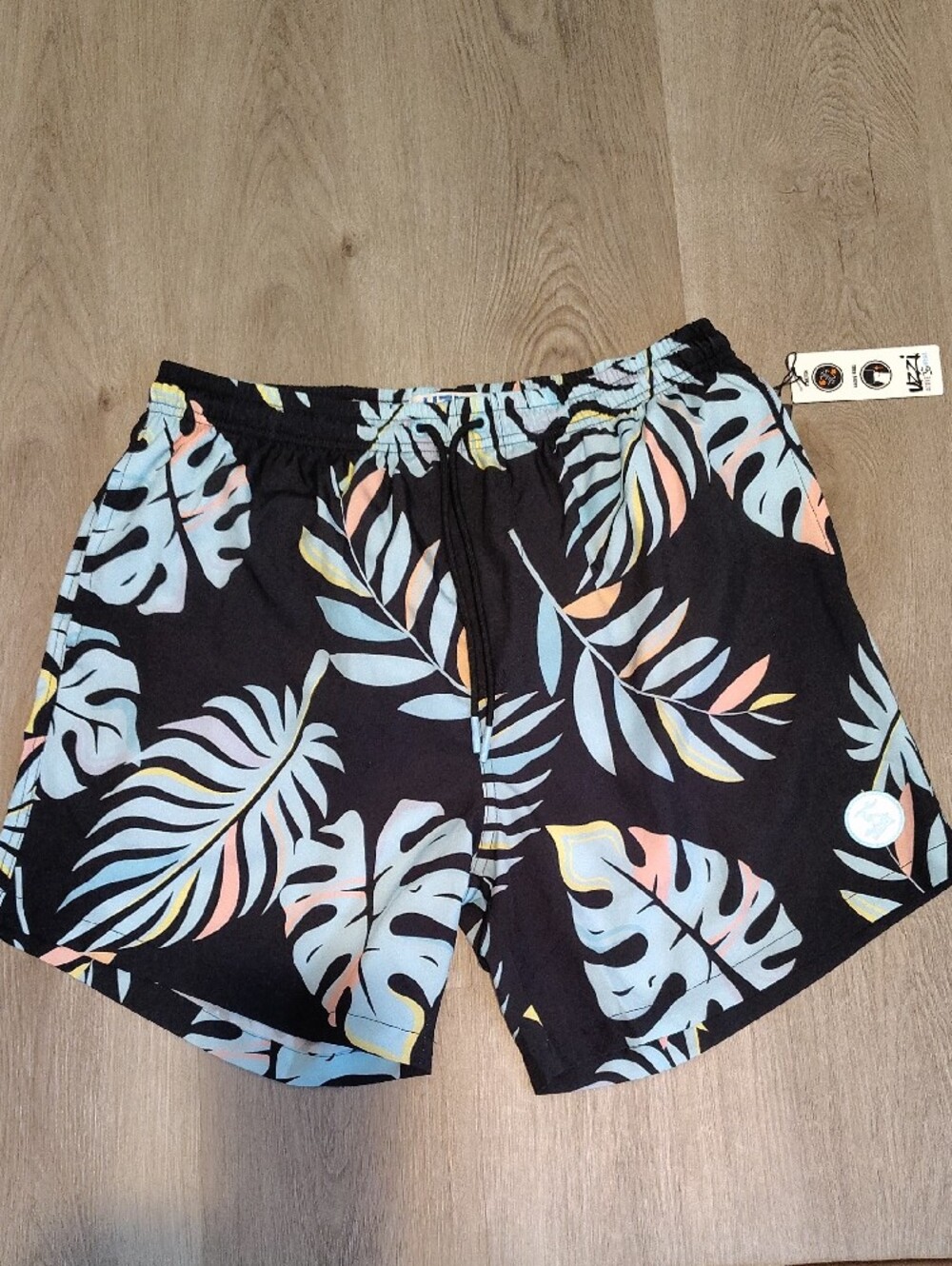 🆕Mens Tropical Leaf Print Navy Sz XL
